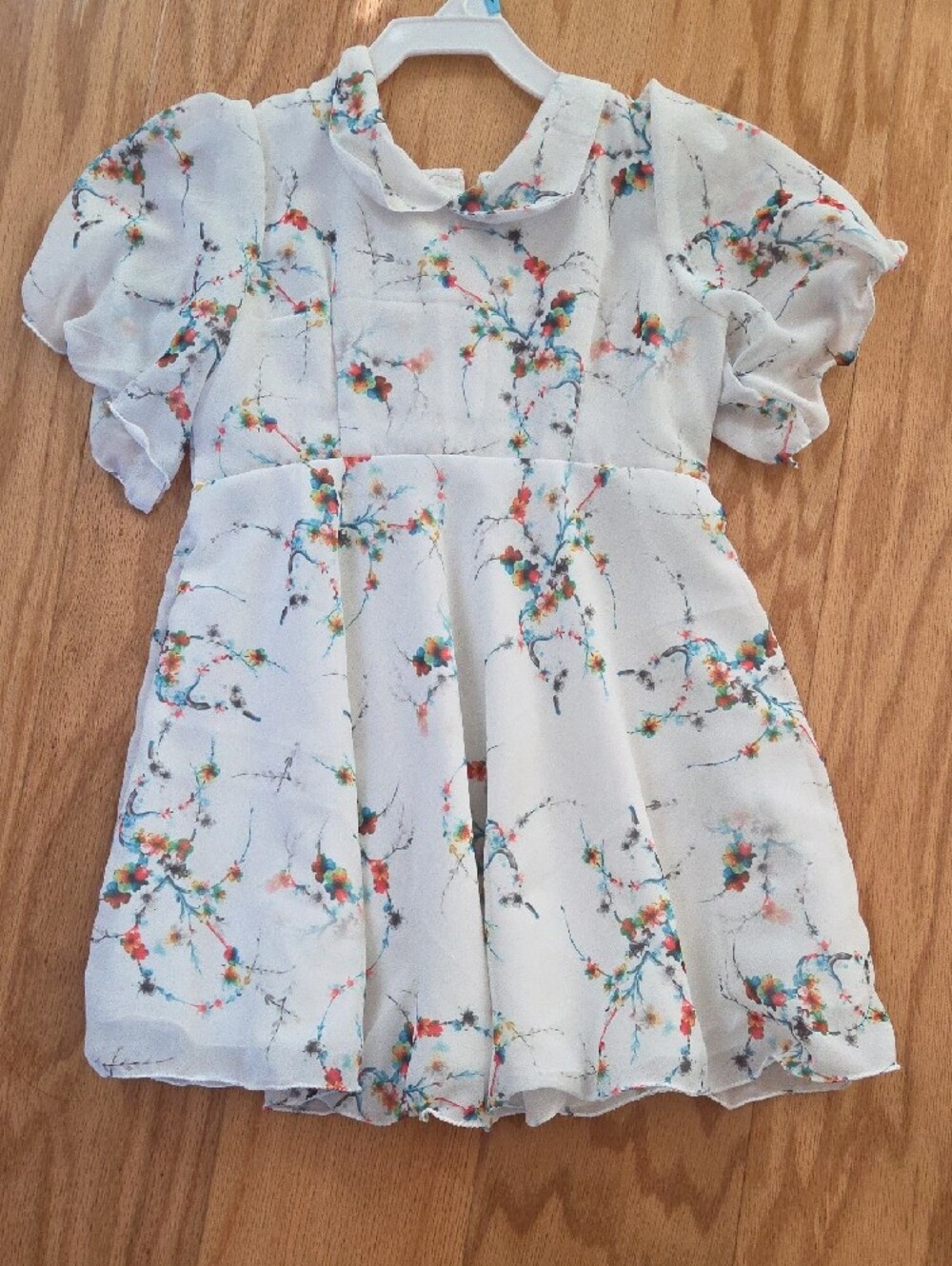 Girls' White Floral Short-Sleeve Dress 3-4 Yrs